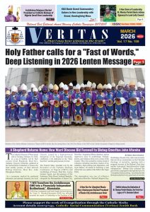 Front page of the veitas Newspaper March Edition
